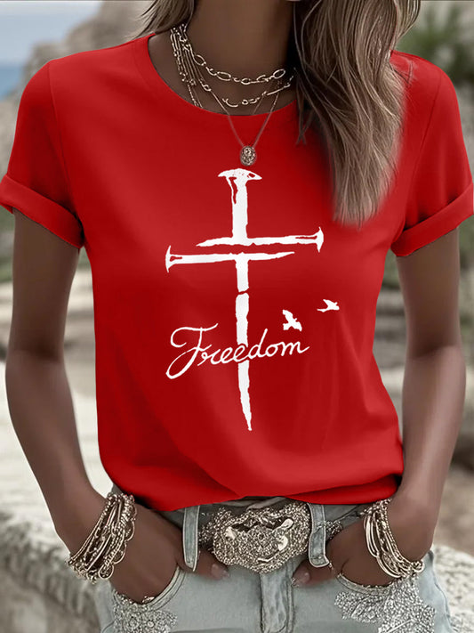 Women's Freedom Cross Faith Charlie Kirk Tee