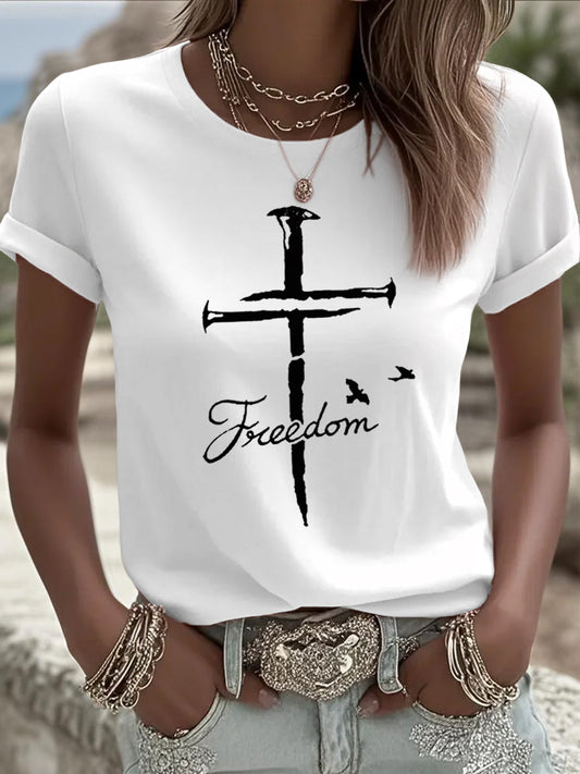 Women's Freedom Cross Faith Charlie Kirk Tee