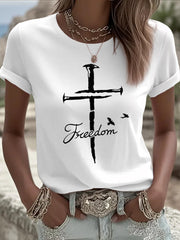 Women's Freedom Cross Faith Charlie Kirk Tee