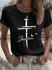 Women's Freedom Cross Faith Charlie Kirk Tee