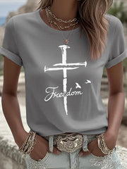 Women's Freedom Cross Faith Charlie Kirk Tee