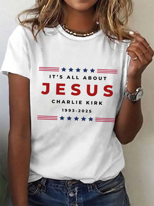 Women's It’s All About Jesus Charlie Kirk Tee