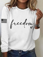 Women's Freedom Charlie Kirk USA Flag Print Long Sleeve T-Shirt