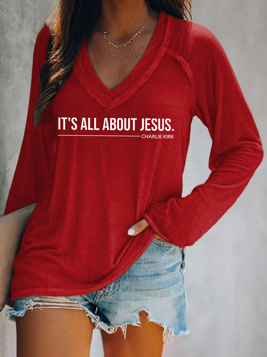 Women's It's All About Jesus - Charlie Kirk Long-Sleeve T-Shirt
