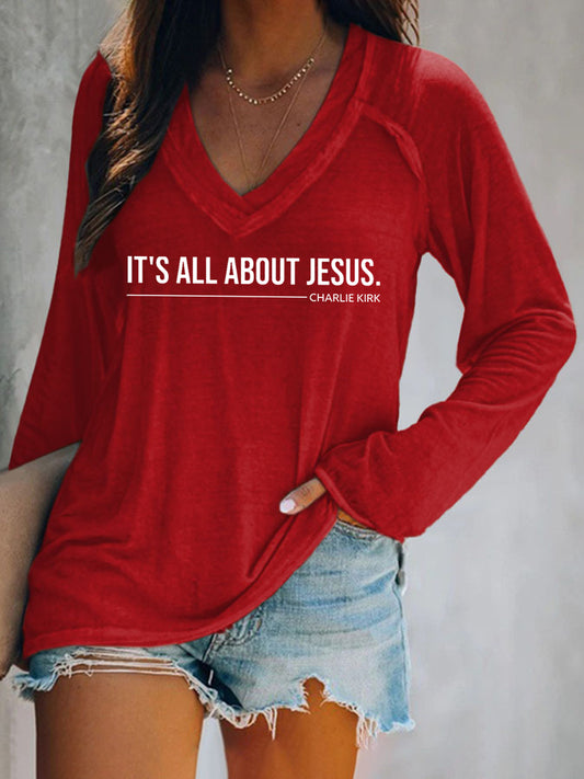 Women's It's All About Jesus - Charlie Kirk Long-Sleeve T-Shirt