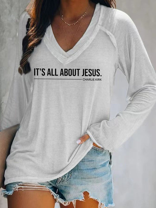Women's It's All About Jesus - Charlie Kirk Long-Sleeve T-Shirt