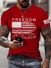 Men's Freedom Charlie Kirk USA Flag Tee