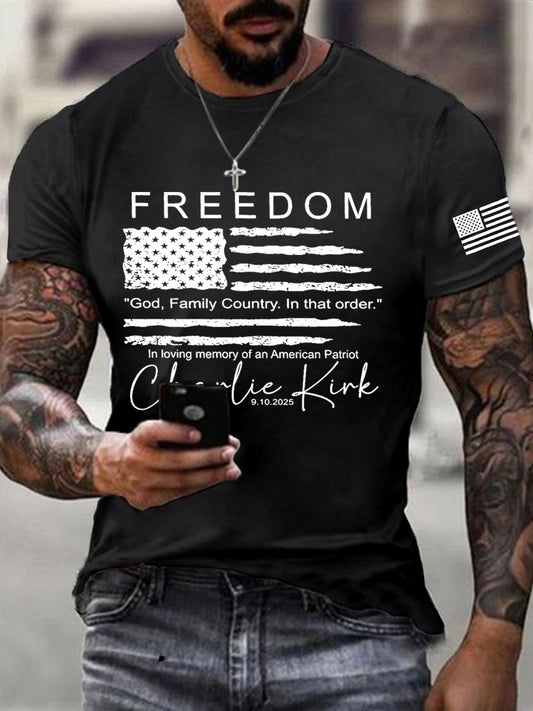 Men's Freedom Charlie Kirk USA Flag Tee