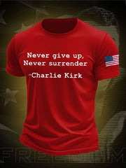 Men's Never Surrender Freedom True Patriot Printed T-shirt