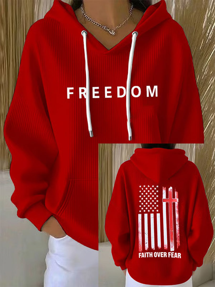 Women's  Freedom Is Not Free R.I.P Charlie Kirk Ribbed Hoodie