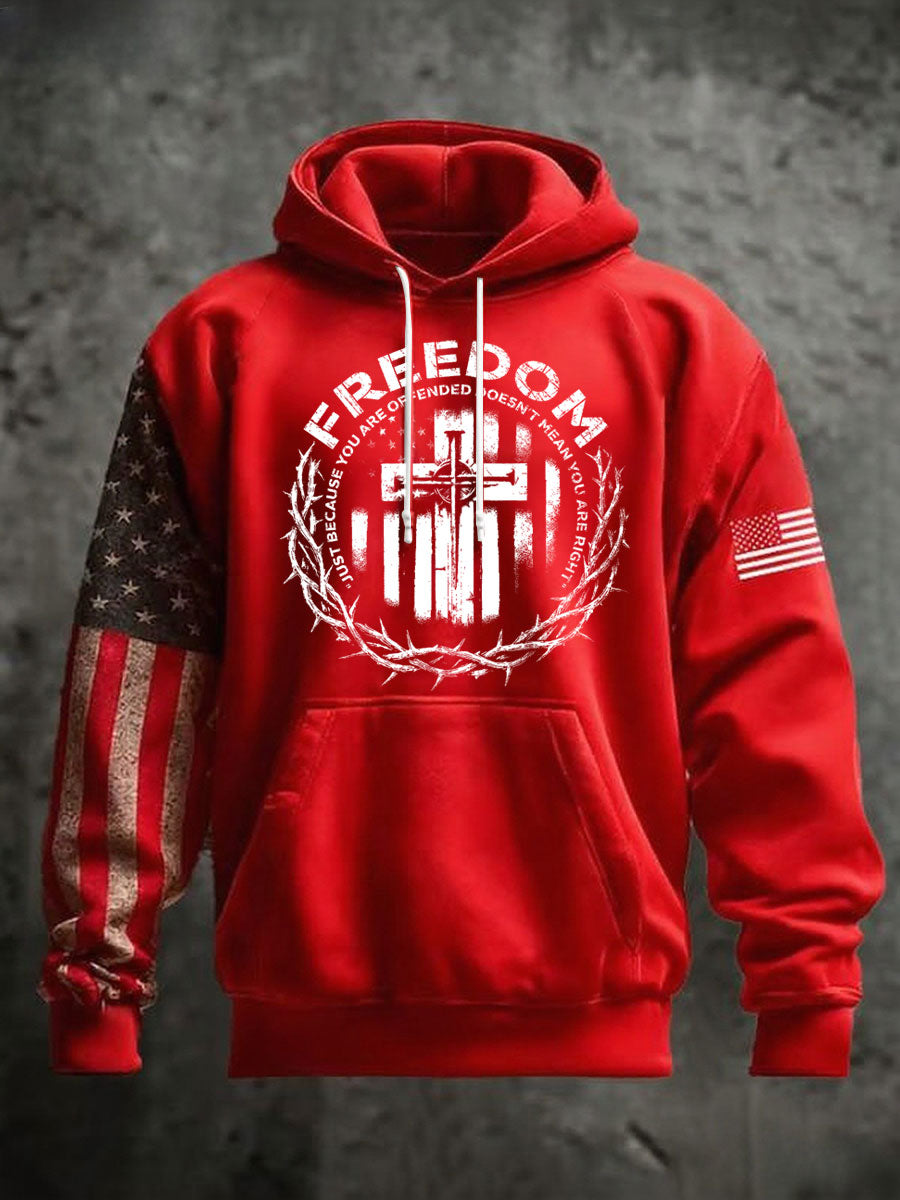 Men's Freedom Oversized Drop-Shoulder Hoodie with Pockets