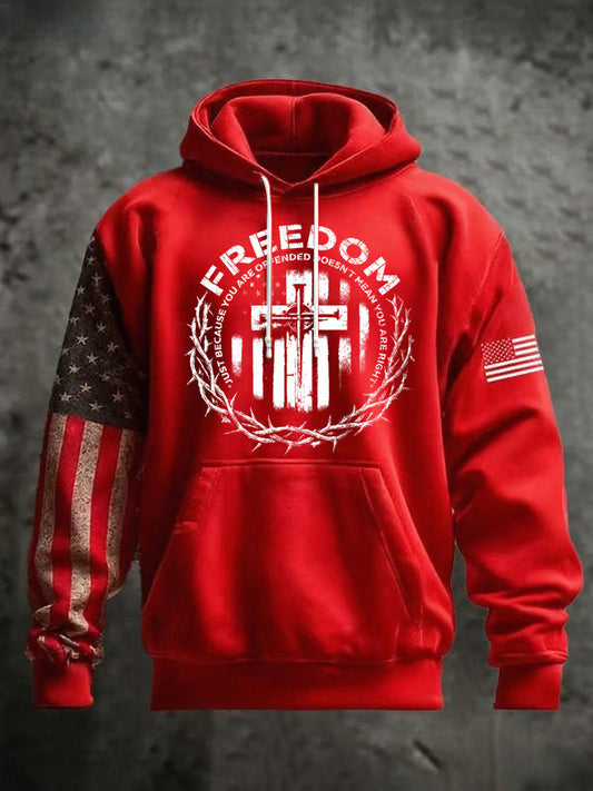 Men's Freedom Oversized Drop-Shoulder Hoodie with Pockets