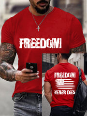 Men's Freedom Never Dies Charlie Kirk USA Flag Print Tee
