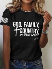 Women's God, Family, Country In That Order Charlie Kirk Tee