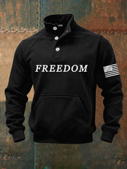 Men's Freedom Charlie Kirk USA Flag Print Buttons Sweatshirt