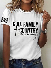 Women's God, Family, Country In That Order Charlie Kirk Tee