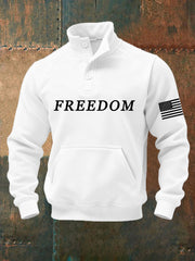 Men's Freedom Charlie Kirk USA Flag Print Buttons Sweatshirt