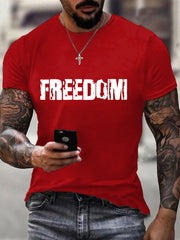 Men's Freedom Never Dies Charlie Kirk USA Flag Print Tee