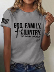 Women's God, Family, Country In That Order Charlie Kirk Tee