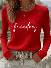 Women's Freedom Charlie Kirk Long Sleeve Waffle Top