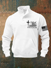 Men's Defend Freedom Charlie Kirk USA Flag Print Buttons Sweatshirt