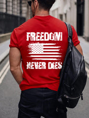 Men's Freedom Never Dies Charlie Kirk USA Flag Print Tee