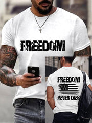 Men's Freedom Never Dies Charlie Kirk USA Flag Print Tee
