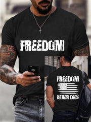 Men's Freedom Never Dies Charlie Kirk USA Flag Print Tee