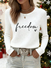 Women's Freedom Charlie Kirk Long Sleeve Waffle Top